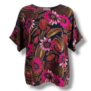 NICOLA Floral Blouse - Pink and Brown
